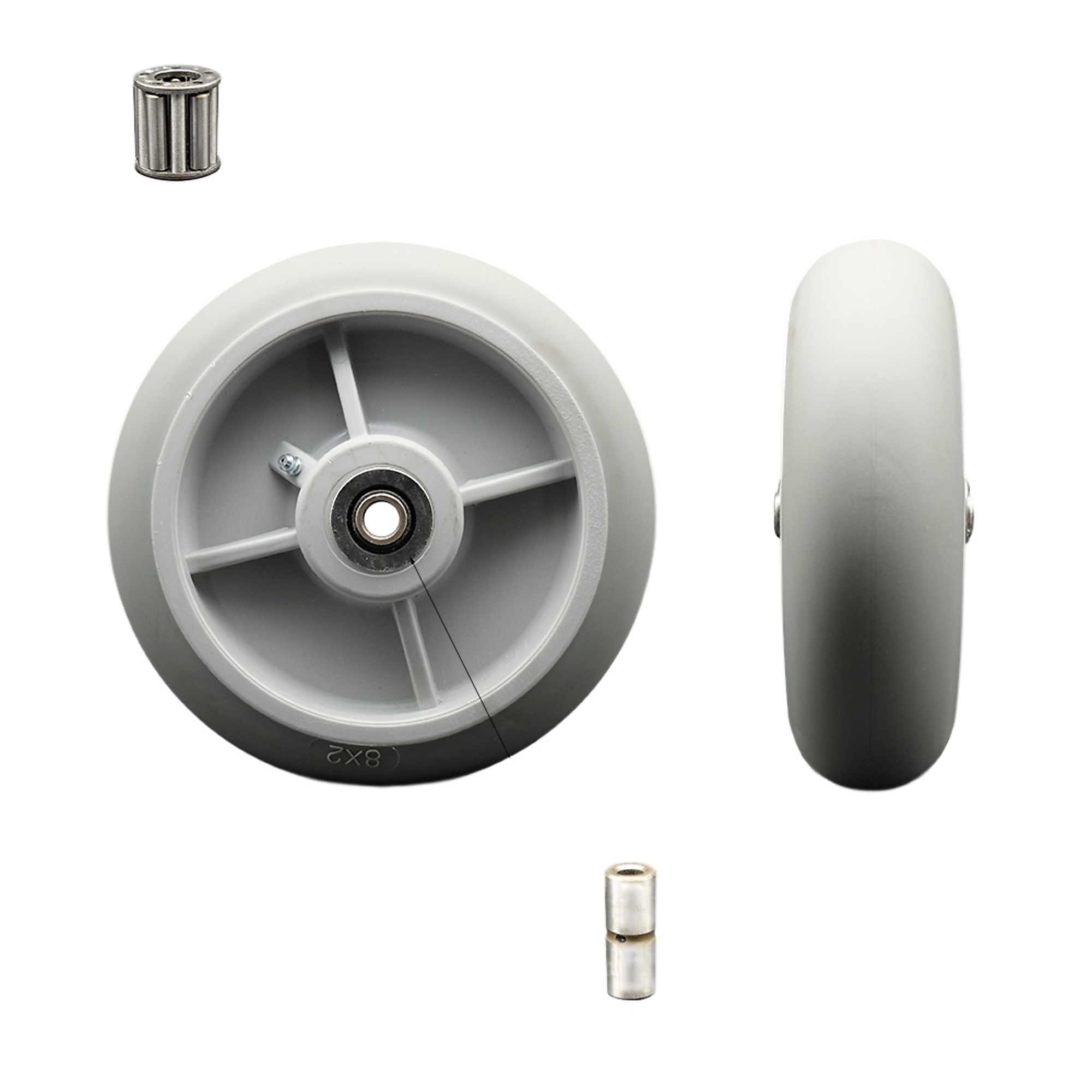 Service Caster, 8in. x 2in. Hardware Wheel, Wheel Diameter 8 in, Caster Type Rigid, Package (qty.) 1, Model# SCC-TPRRD820